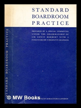 Item #344465 Standard boardroom practice / prepared by a special committee under the chairmanship...