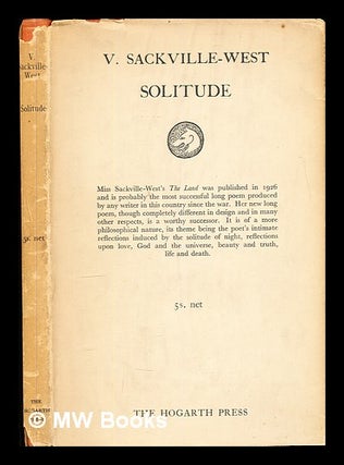 Item #345334 Solitude : a poem / V. Sackville-West. Victoria Sackville-West