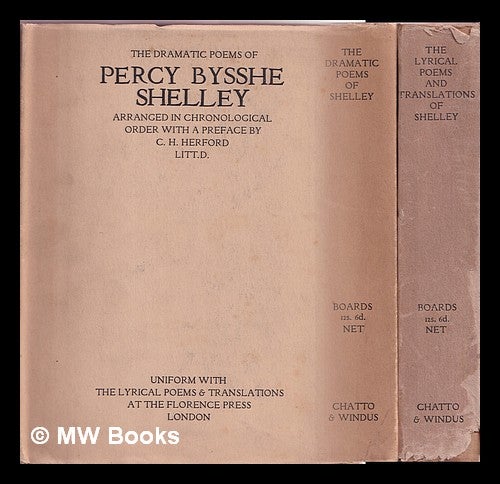 Item #354468 The dramatic poems of Percy Bysshe Shelley : 2 vols. Percy Bysshe Shelley.