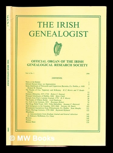 Item #357496 The Irish Genealogist: vol. 8, no. 1: 1990. The Irish Genealogical Research Society.