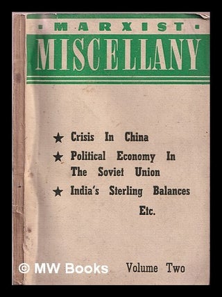 Item #369815 Marxist Miscellany / editor, G. Adhikari: volume two. G. Adhikari