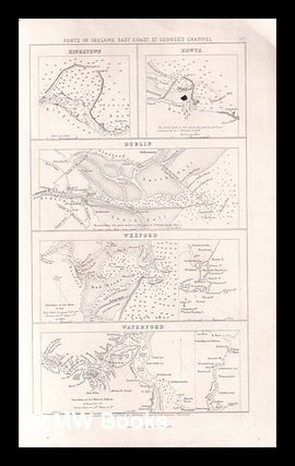 Item #372563 Authentic 19th Century Print of Ports in Ireland East Coast St Georges Channel....