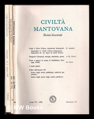 Item #373024 Civiltà mantovana rivista bimestrale: three issues: Anno IIIm 1968 ; Anno VI, 1972...