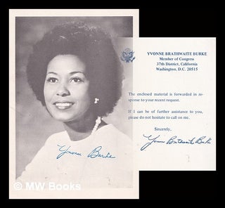 Item #374281 SIGNED photograph and letter by Yvonne Brathwaite Burke, Member of Congress, 37th...
