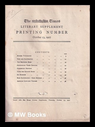 Item #374656 The Times literary supplement printing number, October 13, 1927. Times Literary...
