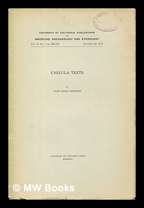 Item #392071 Chilula texts. Pliny Earle Goddard