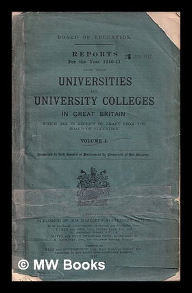 Item #400758 Board of Education. Reports for the year 1910-11 from those universities and...