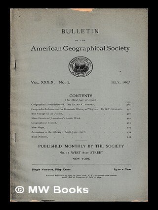 Item #412636 Bulletin of the American Geographical Society - Vol. XXXIX, No. 7. American...