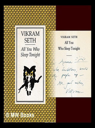 Item #443979 All you who sleep tonight / Vikram Seth. Vikram Seth