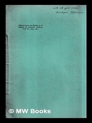 Item #447311 The Anglo-French Negotiations, 1439. Christopher T. Allmand