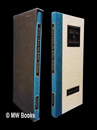 Item #450123 Brief lives : a selection based upon existing contemporary portraits / John Aubrey ;...