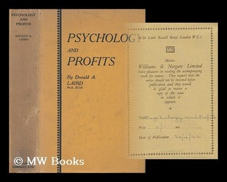 Item #57397 Psychology and Profits, by Donald A. Laird. Donald Anderson Laird