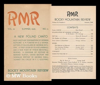 Item #88581 RMR, Rocky Mountain Review, Volume 10, Number 4, Summer, 1946. Ezra Pound