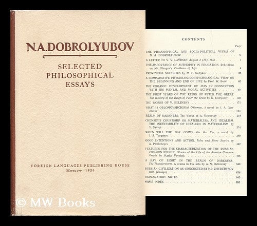 Item #89932 Selected Philosophical Essays ; Translated by J. Fineberg. Nikolai Aleksandrovich Dobroli?u?bov.