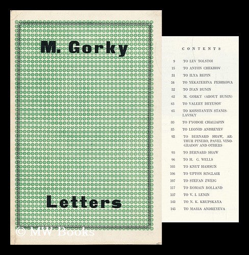 Item #91502 Letters ; Translated from the Russian by V. Dutt. Edited by P. Cockerell. Maksim Gorky.
