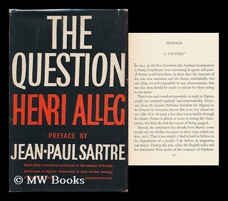 Item #93298 The Question. Translated from the French by John Calder. Pref. by Jean-Paul Sartre....