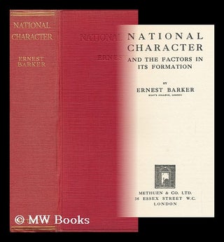 Item #94621 National Character and the Factors in its Formation. Ernest Barker, Sir
